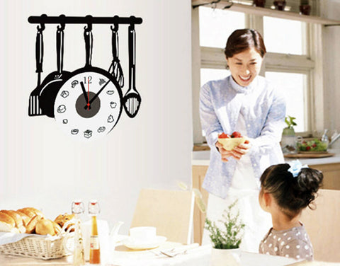 Kitchen Stylish Clock Wall Sticker - DIY Home Decoration
