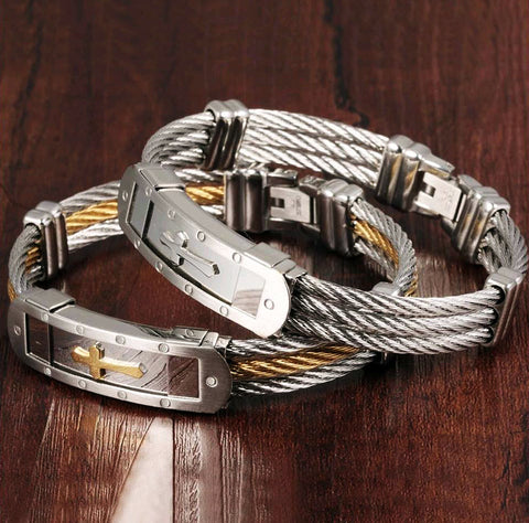 Premium Stainless Steel Cross Bracelet - Silver/Gold & Gold Medieval Version
