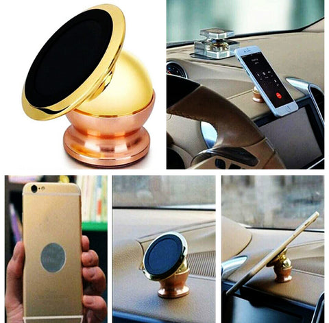 360 Degree Gold Car Phone Holder - Magnetic 360 Swivel Holder