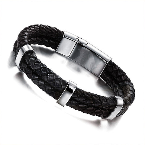 InFaith™ Braided Genuine Leather & Stainless Steel Faith Bracelet