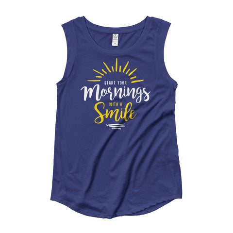 "With A Smile" Ladies’ Cap Sleeve T-Shirt