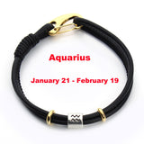 Pick Your Zodiac Charm Leather Bracelet - Low-key Unisex Friendship Bracelet