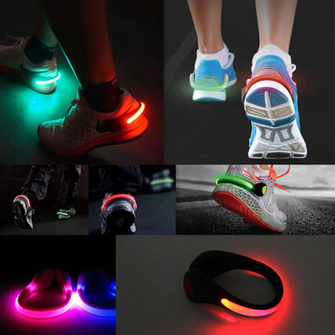 LED Night Safety Luminous Shoe Clip - Warning LED Flash Light For Running Cycling (Pair)