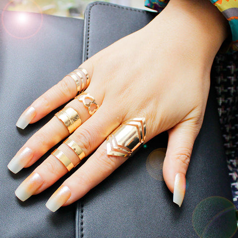 Women Gold Plated Ring Set - Very Fashionable Jewelry (5pc Set)