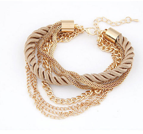 Braided Women Fashion Gold Plated Bracelet