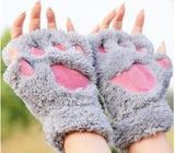 Bear Claw Fingerless Winter Gloves - Fluffy Bear Paw Mittens - Unisex