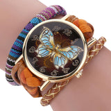 Stylish And Chic Women's Watch - Decorative Ladies Watch - Knit Bracelet Butterfly Pattern