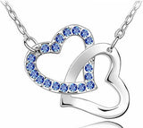 Double Hearts Crystal Zircon Alloy Necklace - 6 Colors Available - (Limited: 1 per order)
