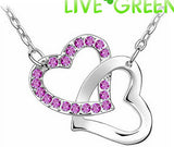 Double Hearts Crystal Zircon Alloy Necklace - 6 Colors Available - (Limited: 1 per order)