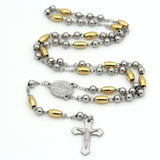 Gold & Platinum Plated Rosary Pendant Necklace