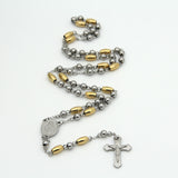 Gold & Platinum Plated Rosary Pendant Necklace