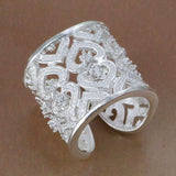 Multi Heart Inlay Silver Plated Open Ring