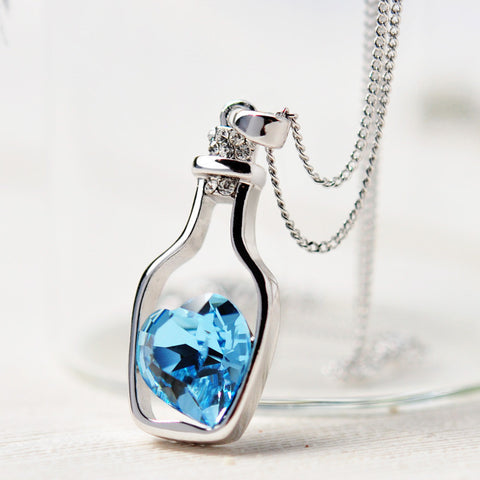 Women Heart in Drift Bottles Jewelry Chain Necklace - Fashion Crystal Necklace