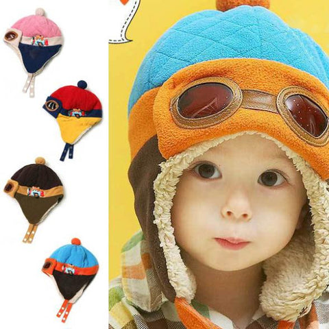 Toddlers Cool Baby Pilot Aviator Beannie -  Boy Girl Kids Winter Bomber Hat