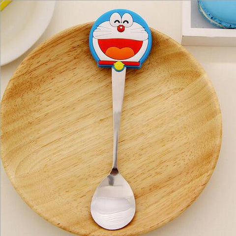 Cartoon Silicone Handle Kids Spoons - Kids Stainless Steel Spoon