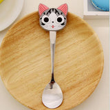 Cartoon Silicone Handle Kids Spoons - Kids Stainless Steel Spoon