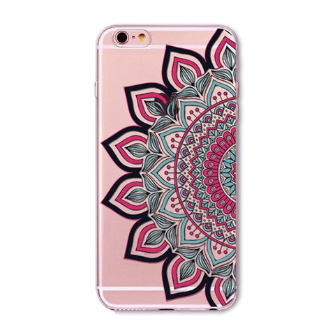 Colorful Paisley / Mandala Clear Silicone Soft Cover Case - iPhone 7/6/6S/7lus/6Plus/6sPlus