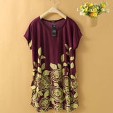 Summer Women Dress - Loose Casual Floral Tunic Dress - Plus Size