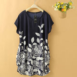 Summer Women Dress - Loose Casual Floral Tunic Dress - Plus Size