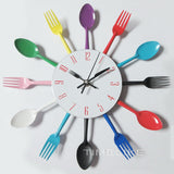 Creative Kitchen Wall Clock Decor - Spoon and Fork Design