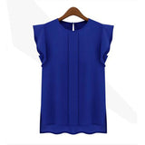 Women Short Sleeved Chiffon Blouse - Fashionable Summer Tops