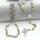 Gold & Platinum Plated Rosary Pendant Necklace